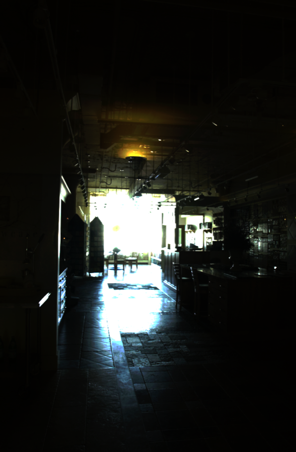 The HDR image created from the `design` image sequence clipped to different ranges. (d) 2e6