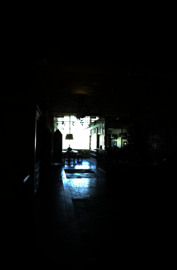 The HDR image created from the `design` image sequence clipped to different ranges. (c) 2e4
